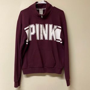PINK burgundy half zip sweat shirt